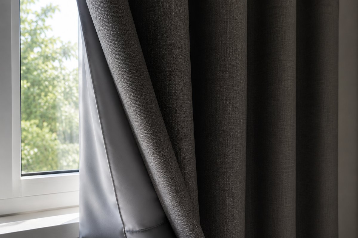 Tenda oscurante blackout in poliestere riciclato in una camera da letto