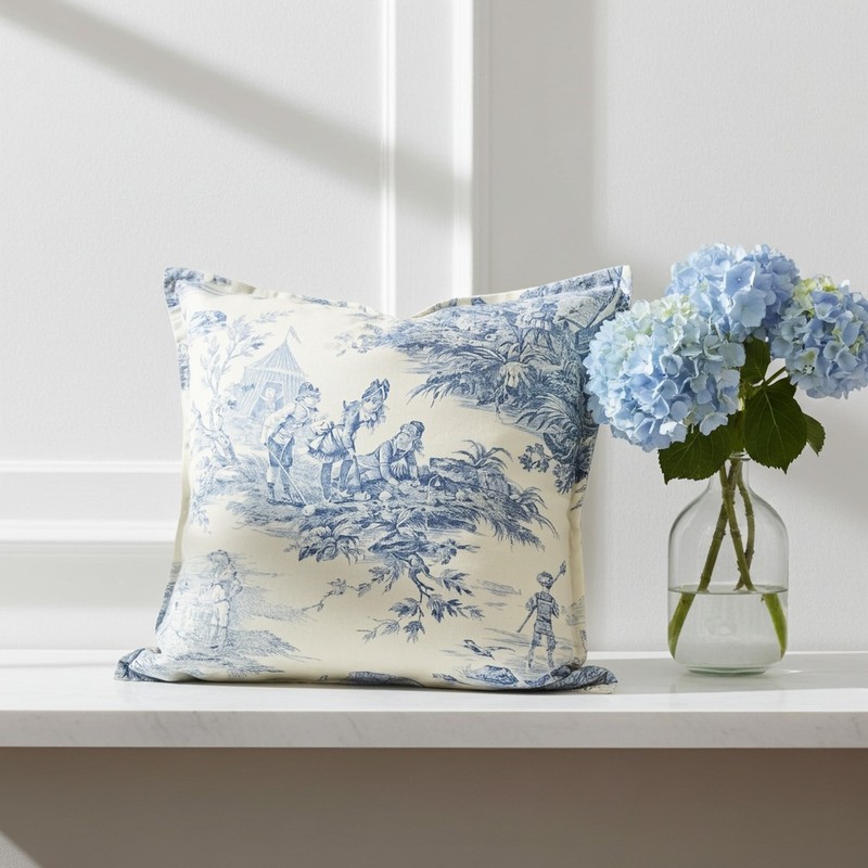 Cuscino Toile de Jouy 50x50 cm in cotone 100% Thevenon – Edizione Limitata