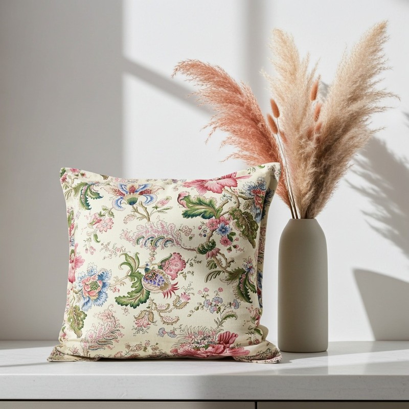 Cuscino floreale classico 50x50 cm in cotone 100% Thevenon – Edizione Limitata 2