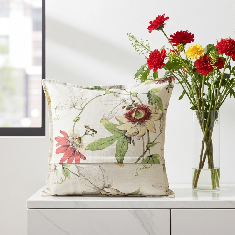 Cuscino botanico 45x45 cm in cotone, viscosa e lino Asola – Edizione Limitata 2