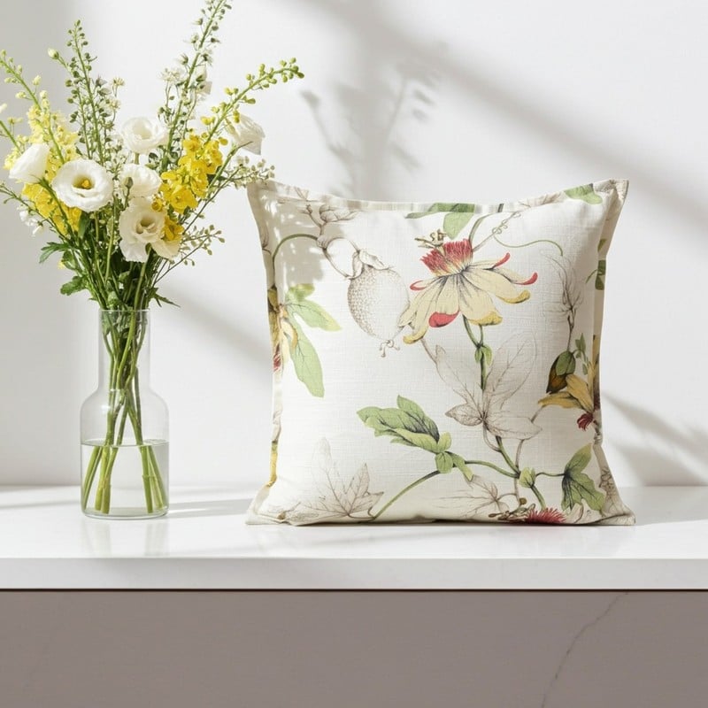 Cuscino botanico 45x45 cm in cotone, viscosa e lino Asola – Edizione Limitata