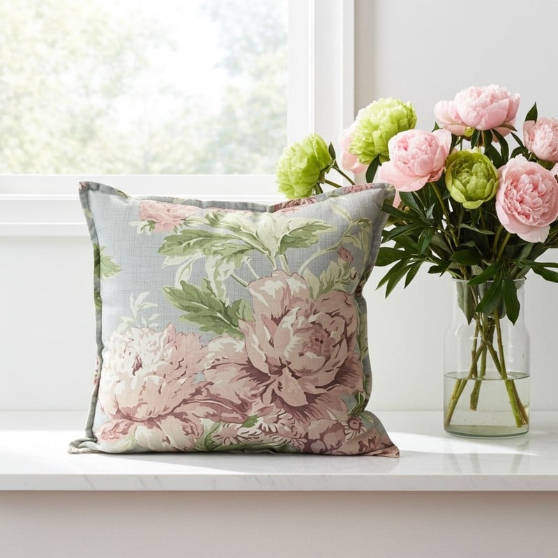Cuscino floreale pastello 45x45 cm in cotone, viscosa e lino Asola – Edizione Limitata